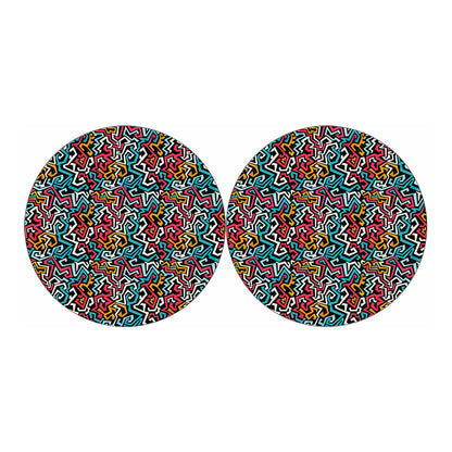 Abstract Funky Pattern Print Car Coasters
