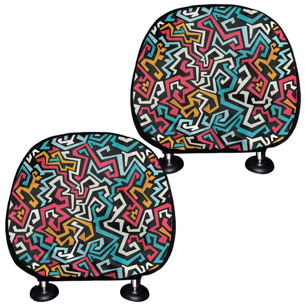 Abstract Funky Pattern Print Car Headrest Covers