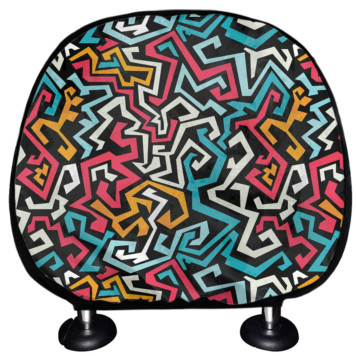 Abstract Funky Pattern Print Car Headrest Covers