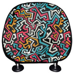 Abstract Funky Pattern Print Car Headrest Covers