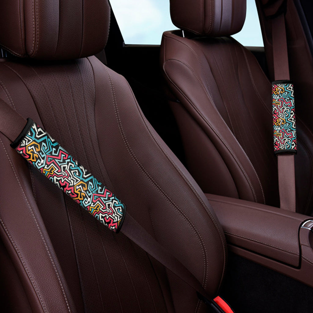 Abstract Funky Pattern Print Car Seat Belt Covers