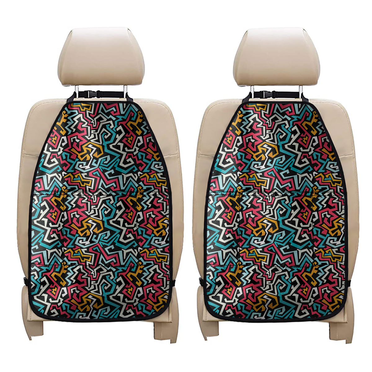 Abstract Funky Pattern Print Car Seat Organizers