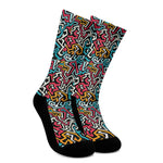 Abstract Funky Pattern Print Crew Socks