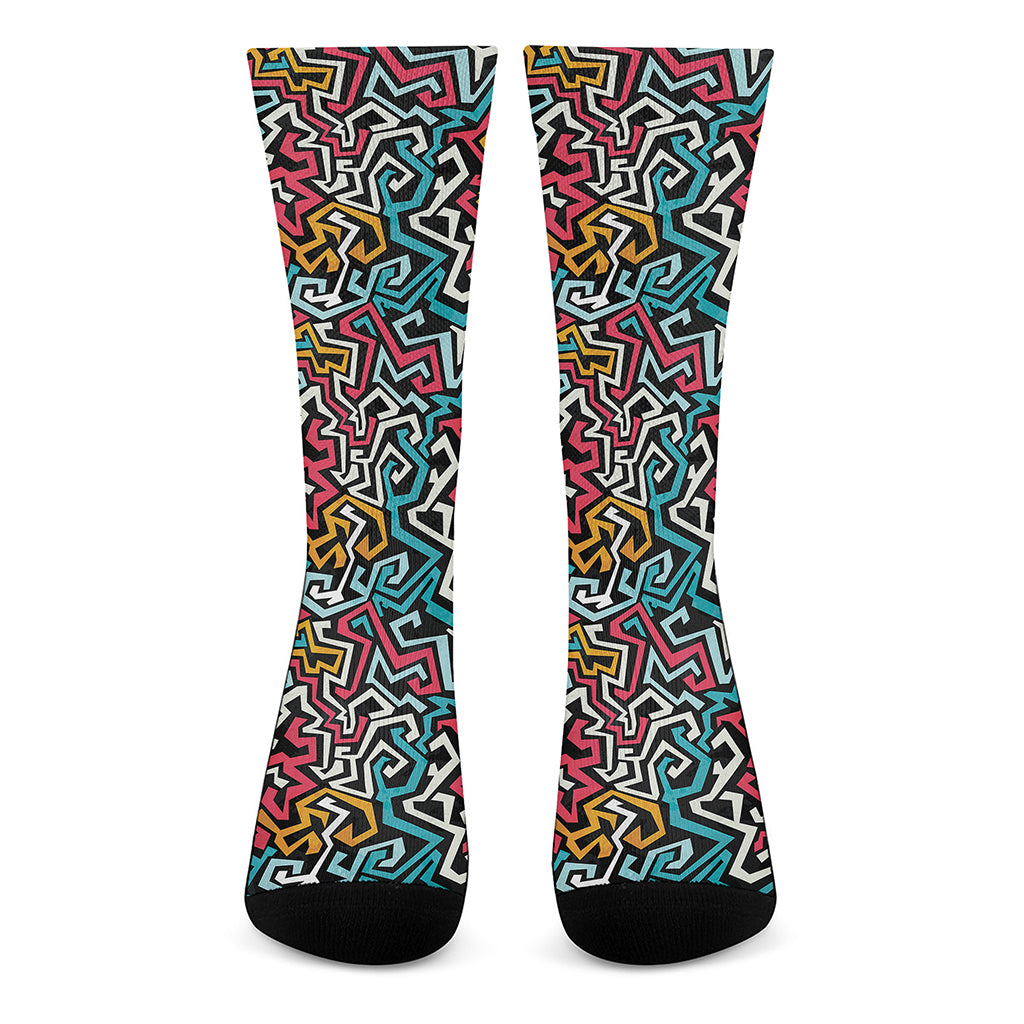 Abstract Funky Pattern Print Crew Socks