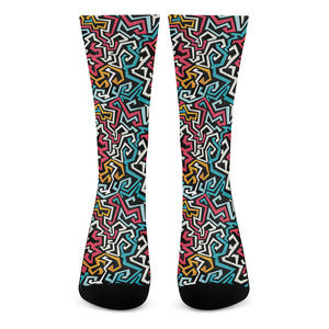 Abstract Funky Pattern Print Crew Socks