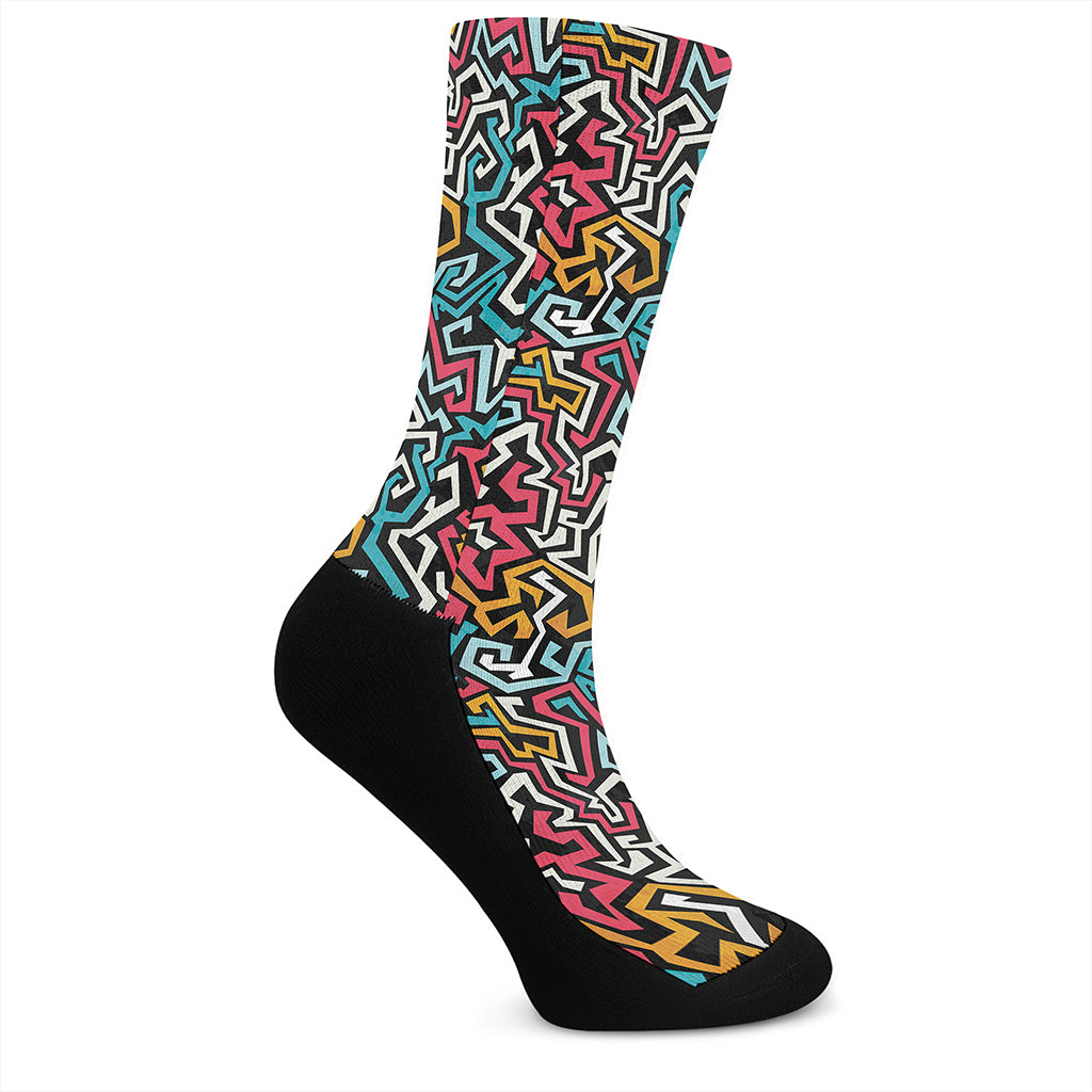 Abstract Funky Pattern Print Crew Socks