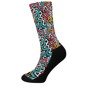 Abstract Funky Pattern Print Crew Socks