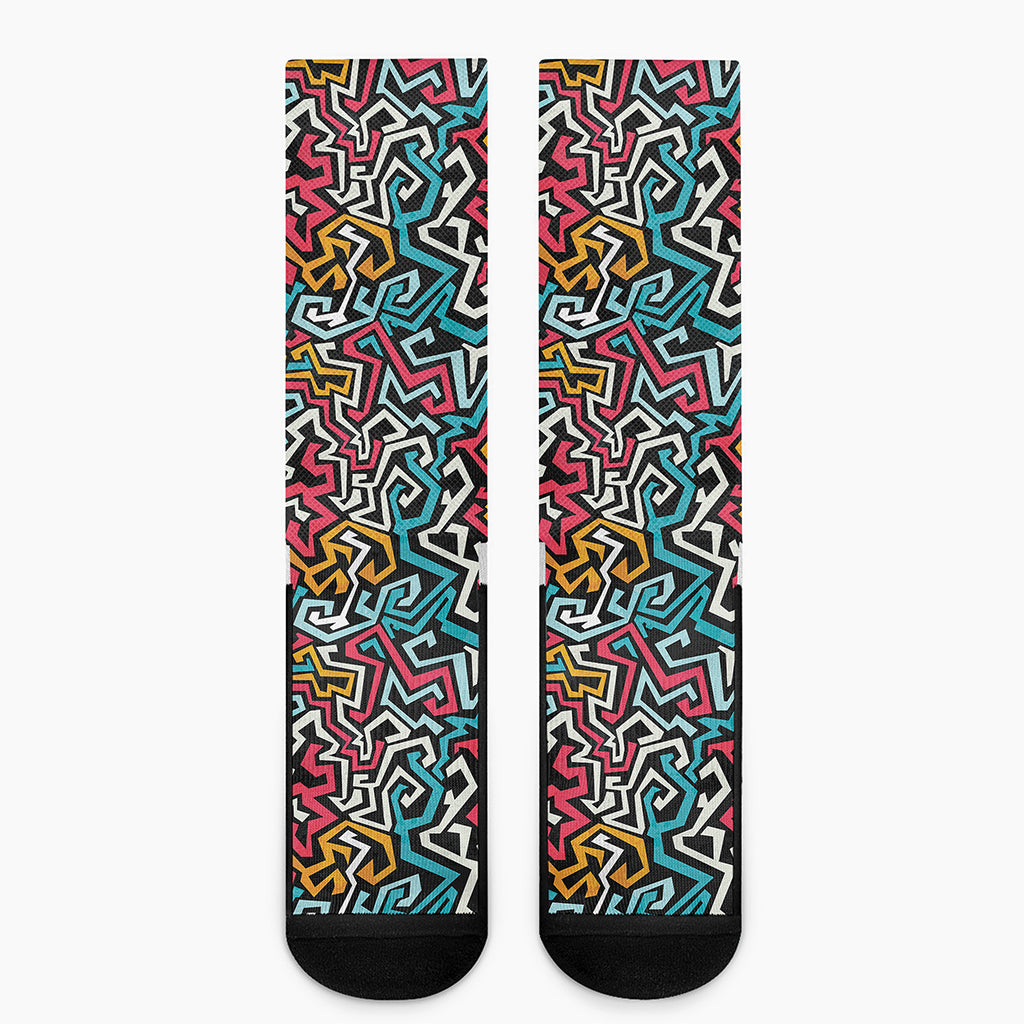 Abstract Funky Pattern Print Crew Socks