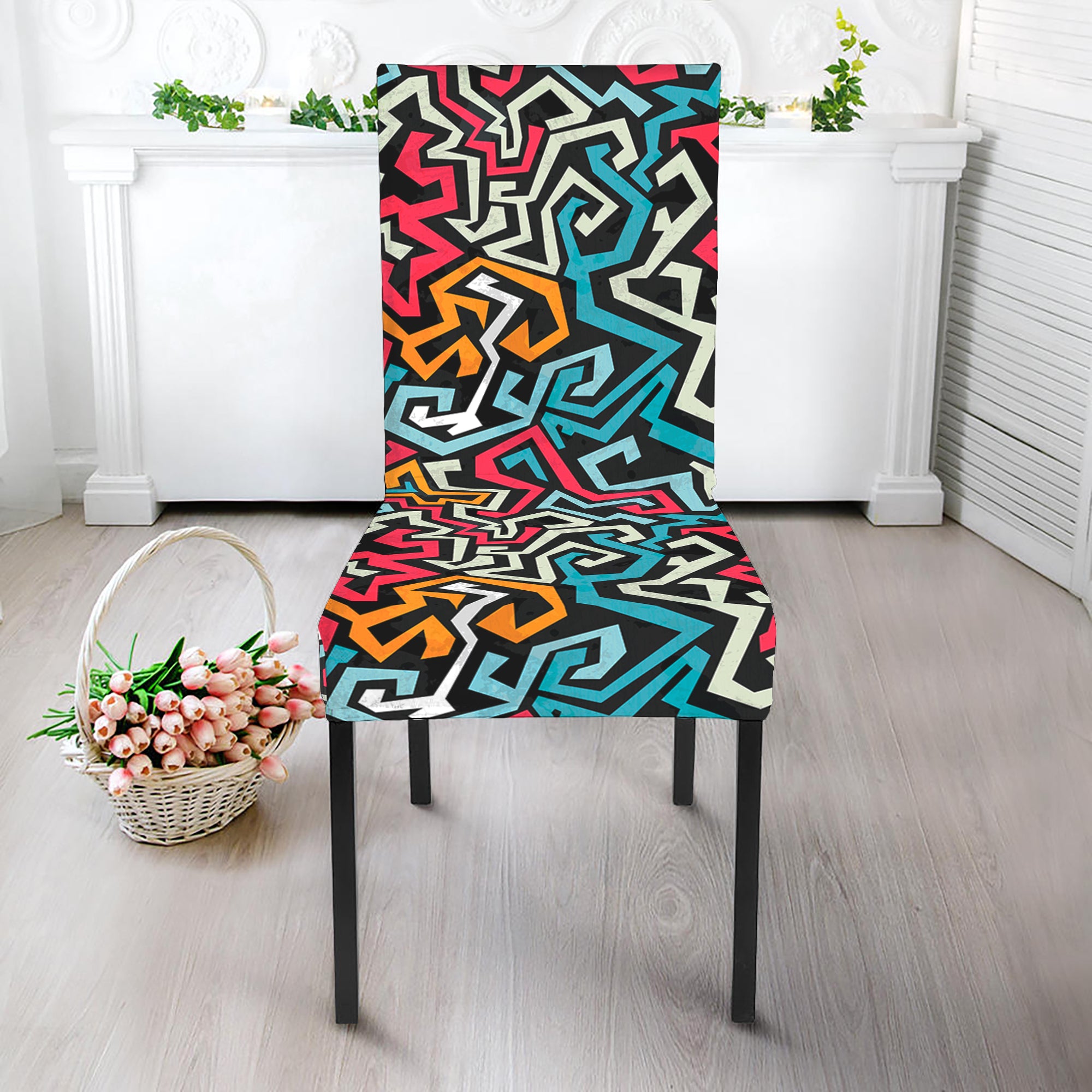 Abstract Funky Pattern Print Dining Chair Slipcover