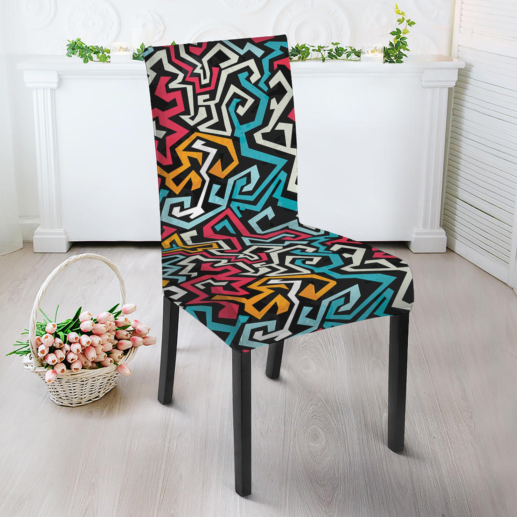 Abstract Funky Pattern Print Dining Chair Slipcover