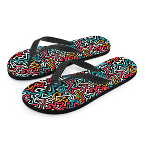 Abstract Funky Pattern Print Flip Flops