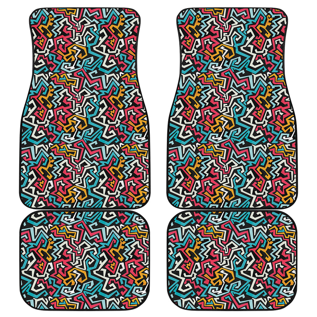 Abstract Funky Pattern Print Front and Back Car Floor Mats