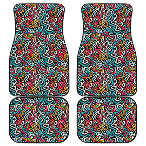 Abstract Funky Pattern Print Front and Back Car Floor Mats