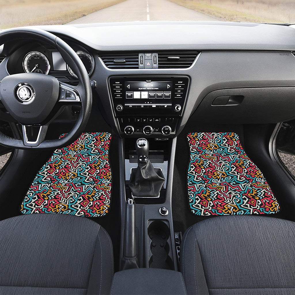 Abstract Funky Pattern Print Front and Back Car Floor Mats