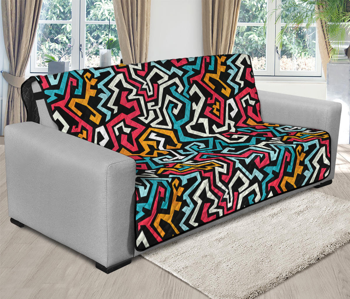 Abstract Funky Pattern Print Futon Protector