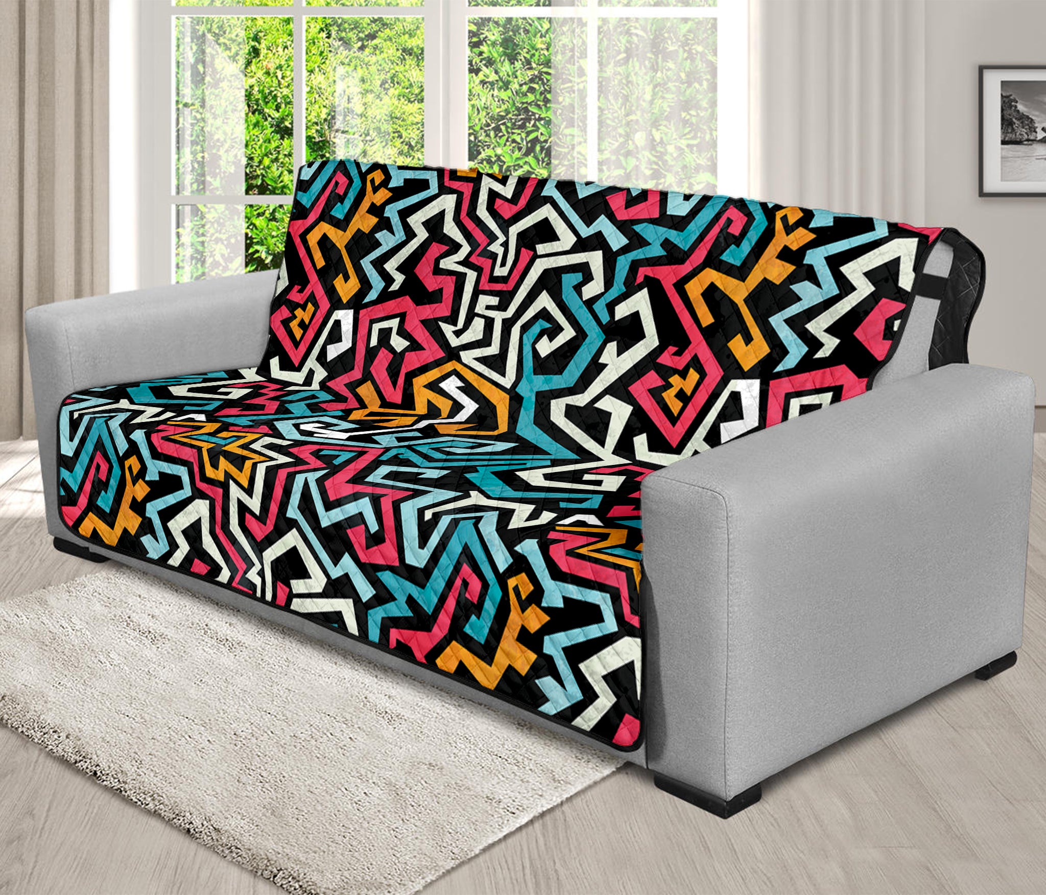 Abstract Funky Pattern Print Futon Protector