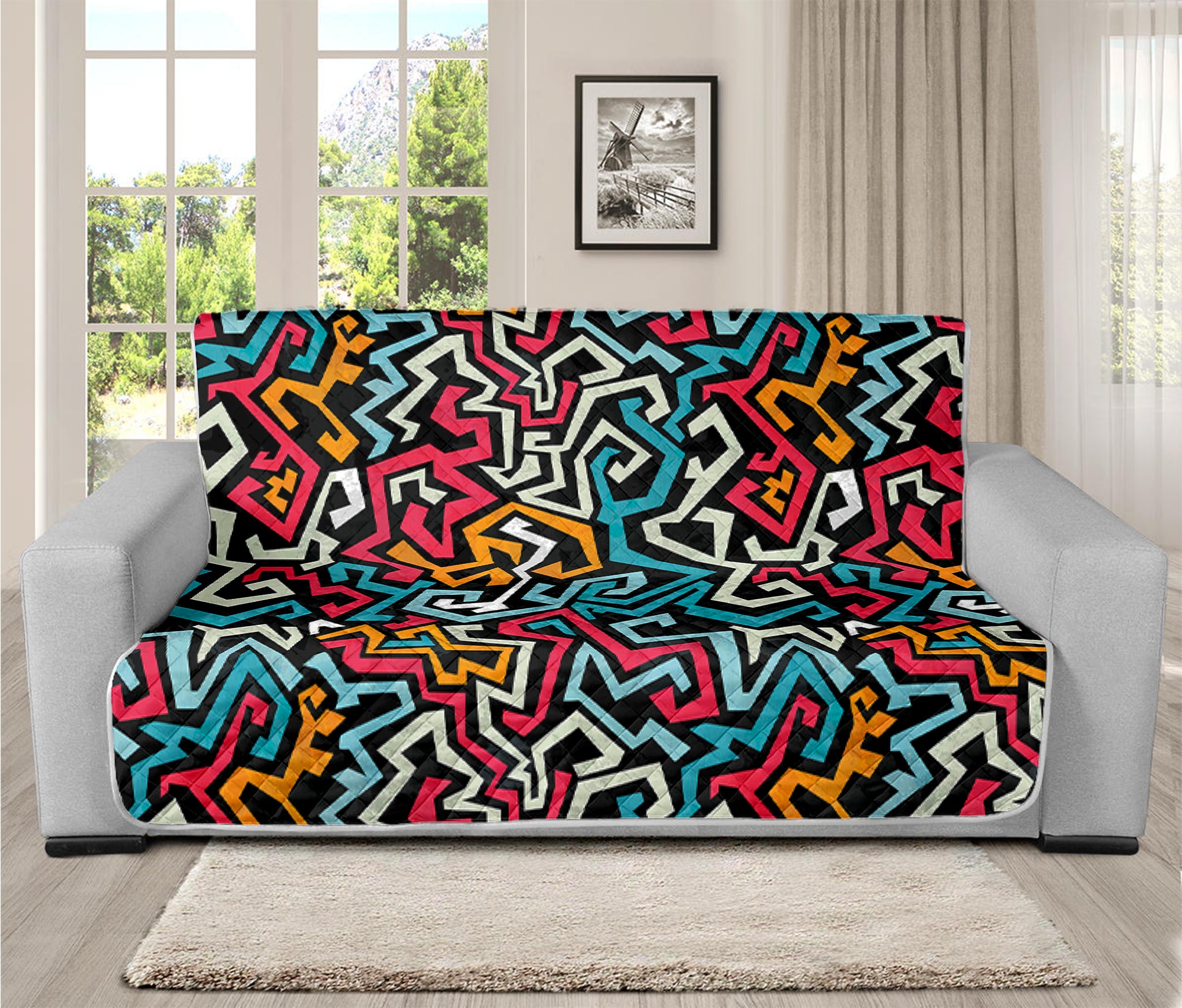 Abstract Funky Pattern Print Futon Protector