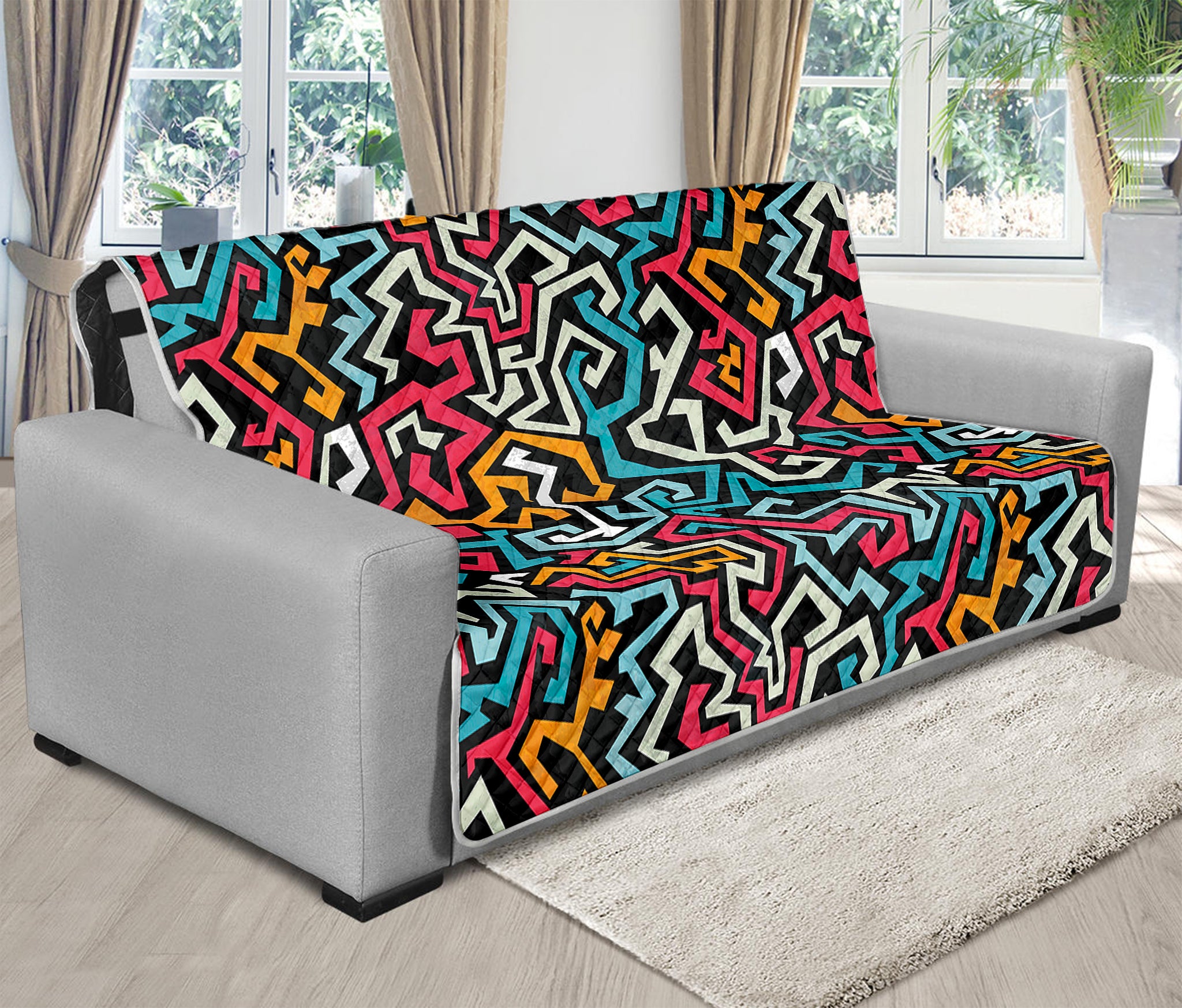 Abstract Funky Pattern Print Futon Protector