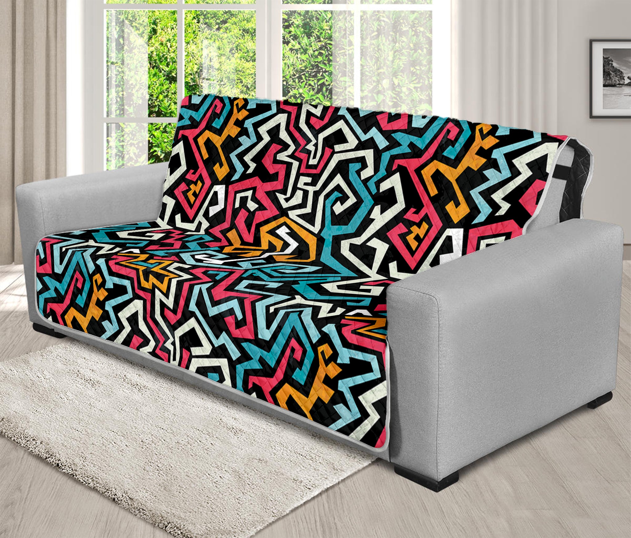 Abstract Funky Pattern Print Futon Protector