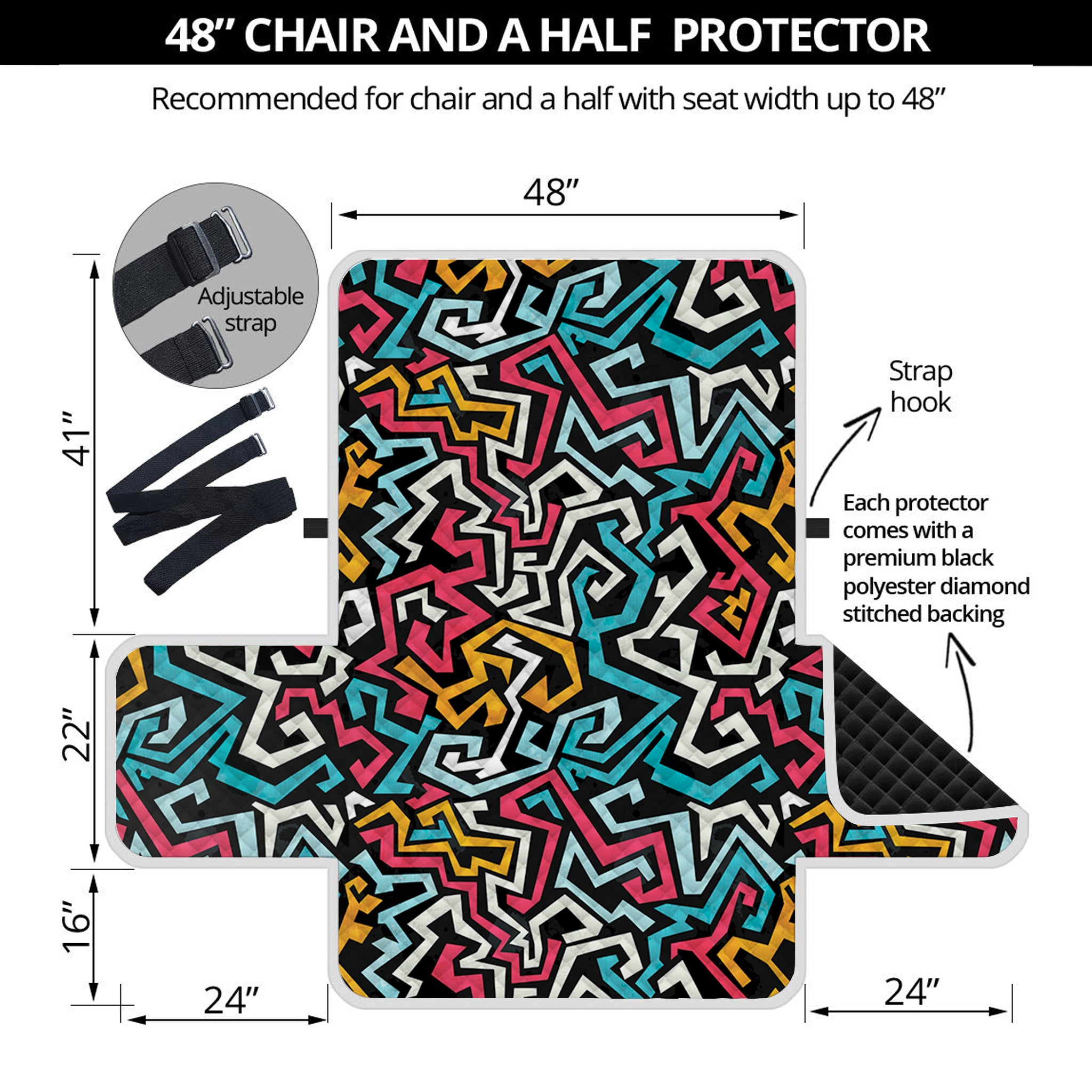 Abstract Funky Pattern Print Half Sofa Protector