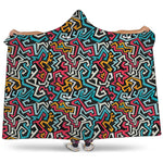 Abstract Funky Pattern Print Hooded Blanket