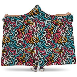 Abstract Funky Pattern Print Hooded Blanket