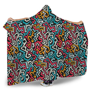 Abstract Funky Pattern Print Hooded Blanket