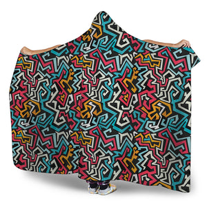 Abstract Funky Pattern Print Hooded Blanket