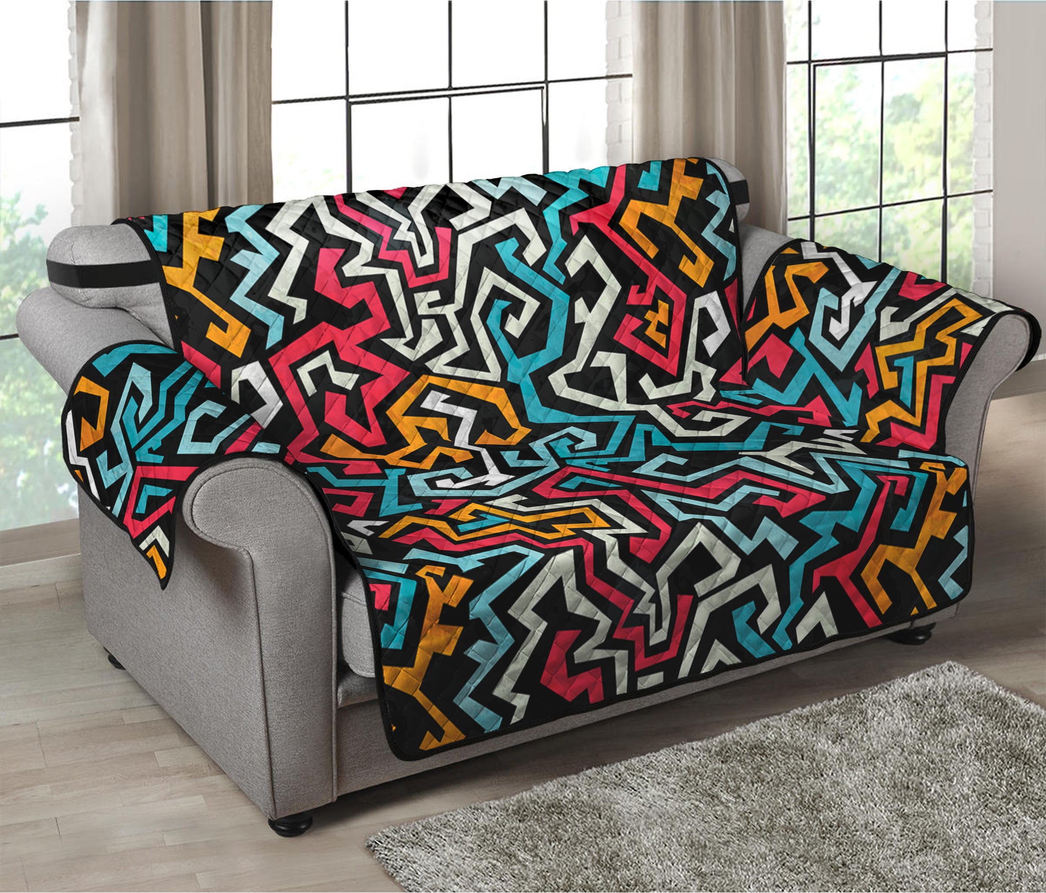 Abstract Funky Pattern Print Loveseat Protector