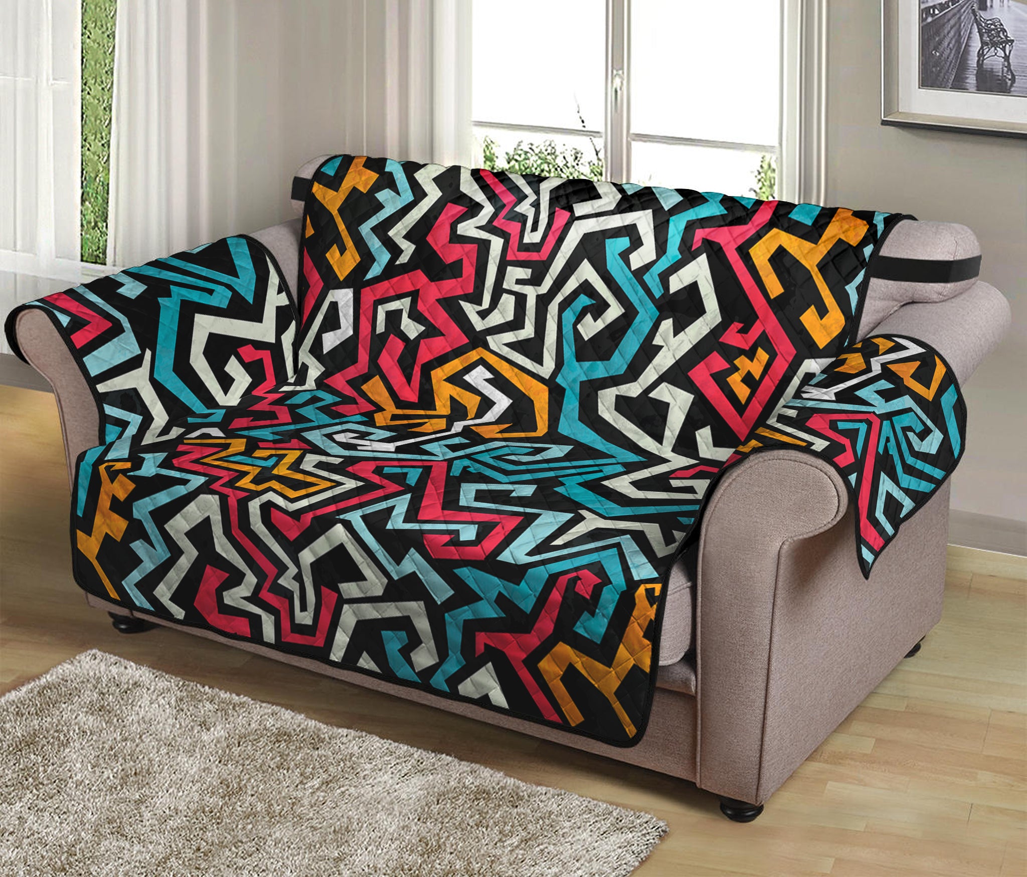 Abstract Funky Pattern Print Loveseat Protector