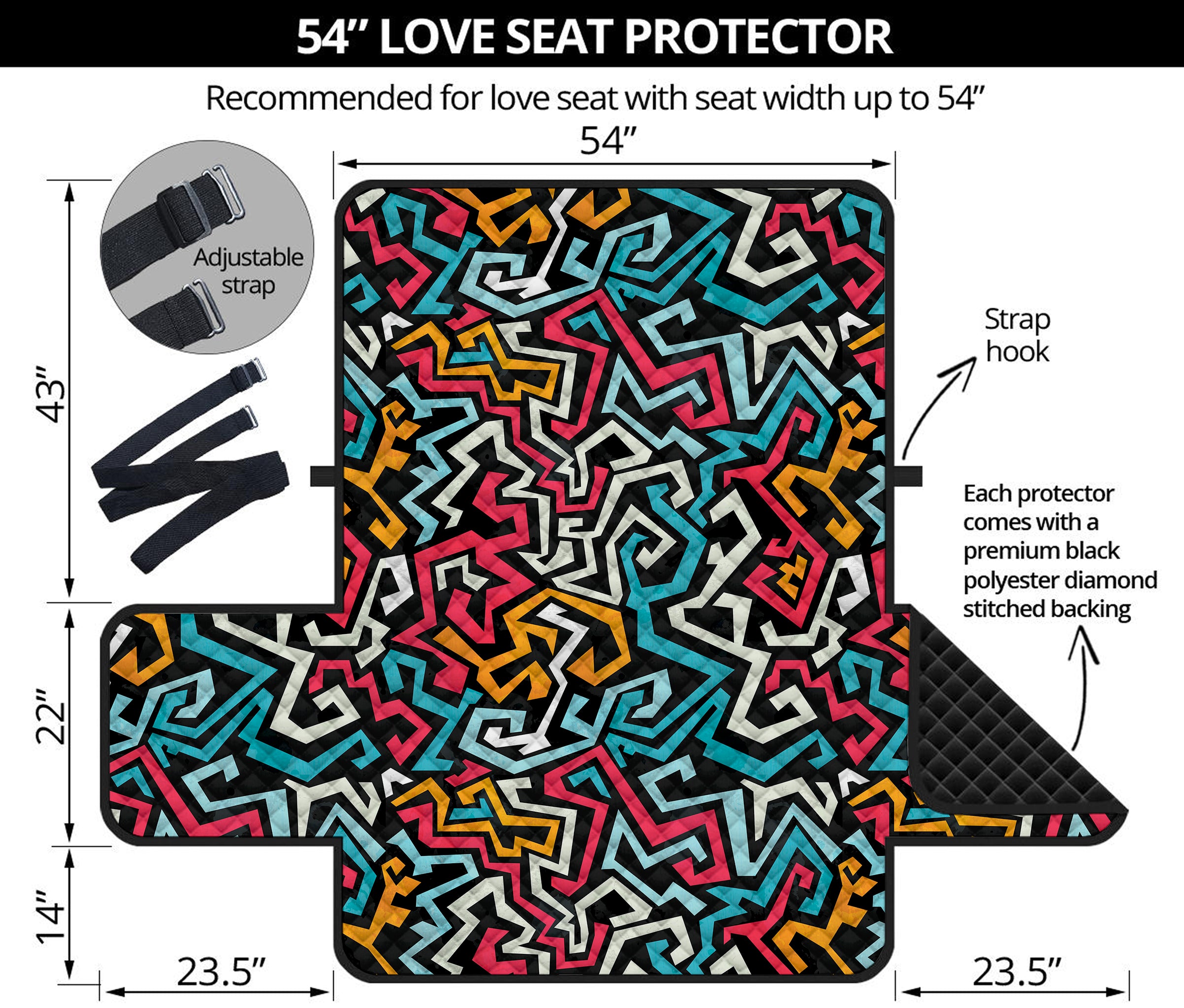 Abstract Funky Pattern Print Loveseat Protector