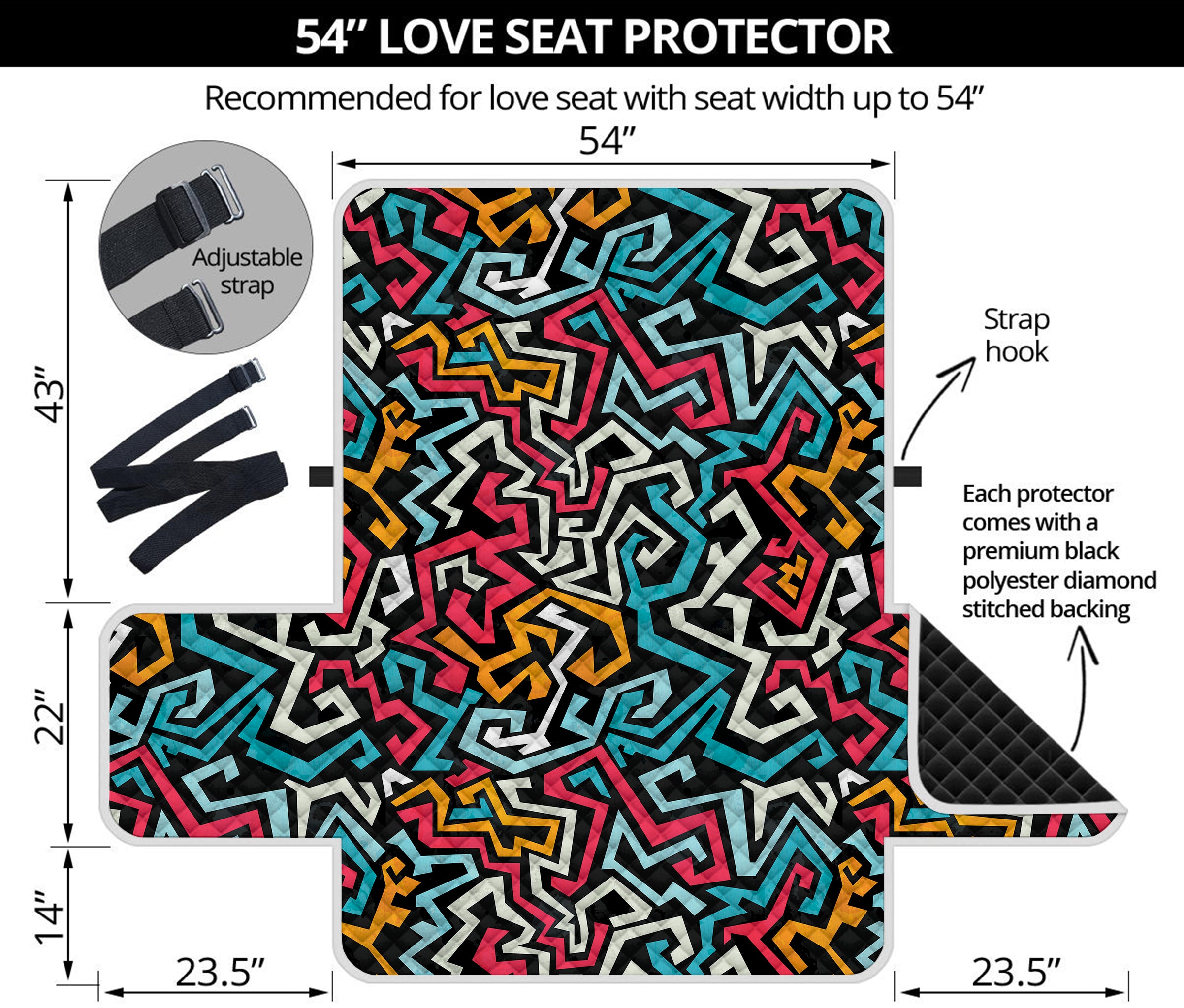 Abstract Funky Pattern Print Loveseat Protector