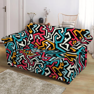 Abstract Funky Pattern Print Loveseat Slipcover