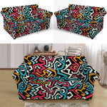 Abstract Funky Pattern Print Loveseat Slipcover