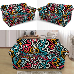 Abstract Funky Pattern Print Loveseat Slipcover