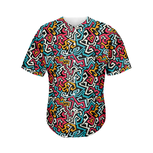 Abstract Funky Pattern Print Men's Baseball Jersey