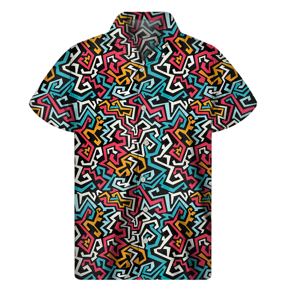 Abstract Funky Pattern Print Men's Short Sleeve Shirt