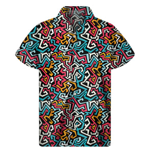 Abstract Funky Pattern Print Men's Short Sleeve Shirt