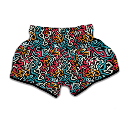 Abstract Funky Pattern Print Muay Thai Boxing Shorts