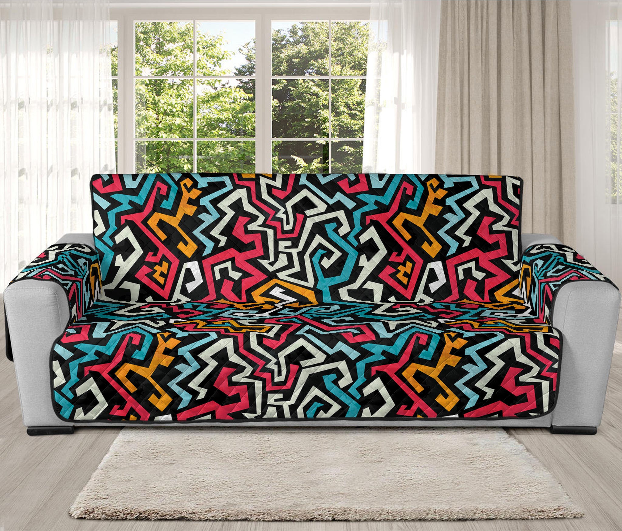 Abstract Funky Pattern Print Oversized Sofa Protector