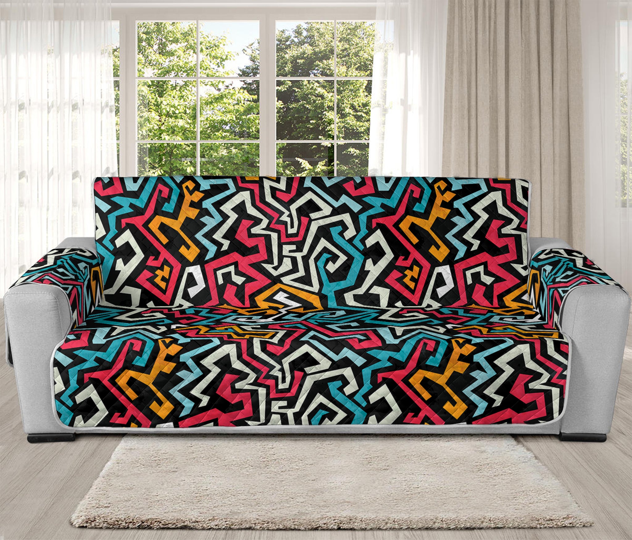 Abstract Funky Pattern Print Oversized Sofa Protector