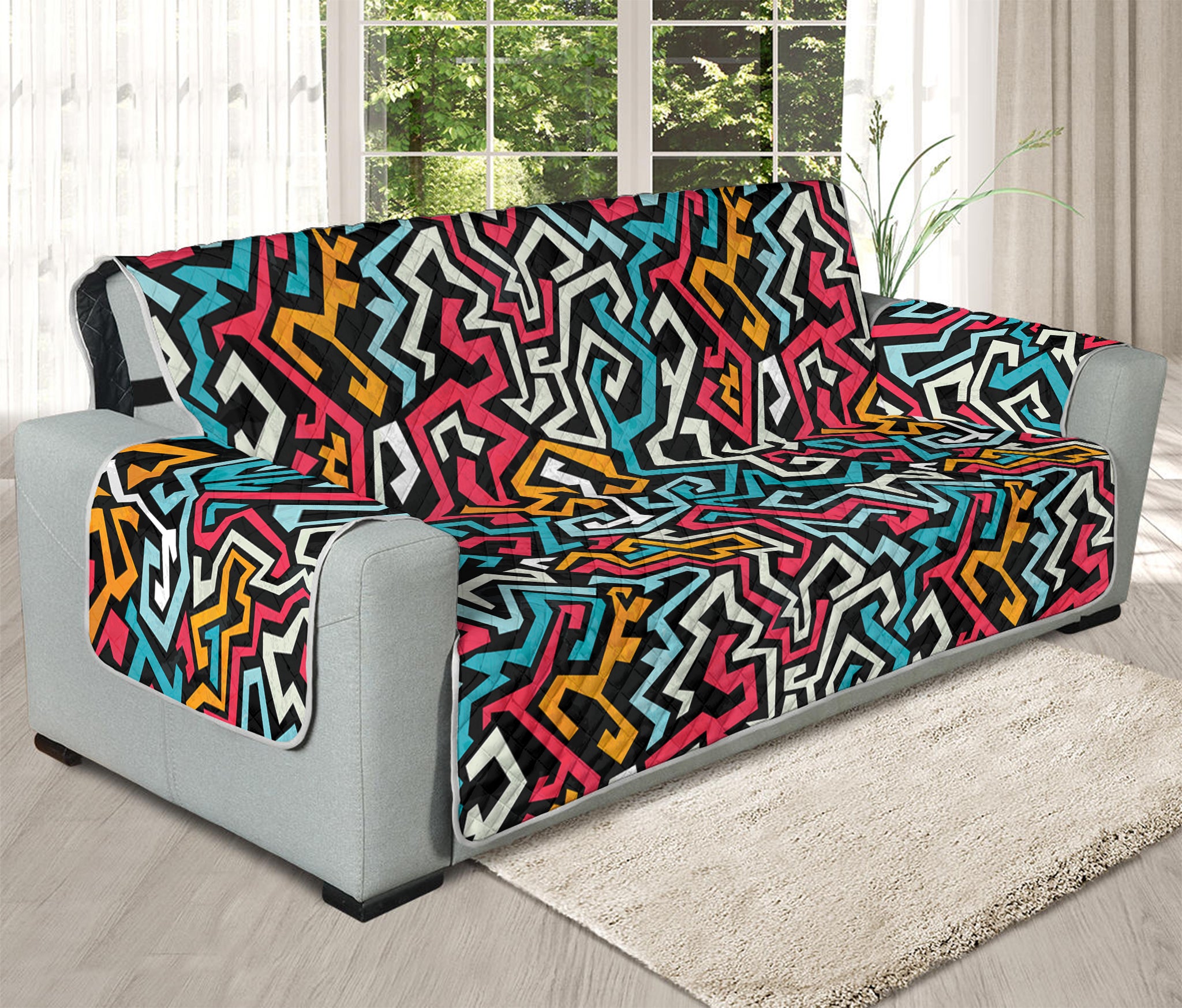 Abstract Funky Pattern Print Oversized Sofa Protector