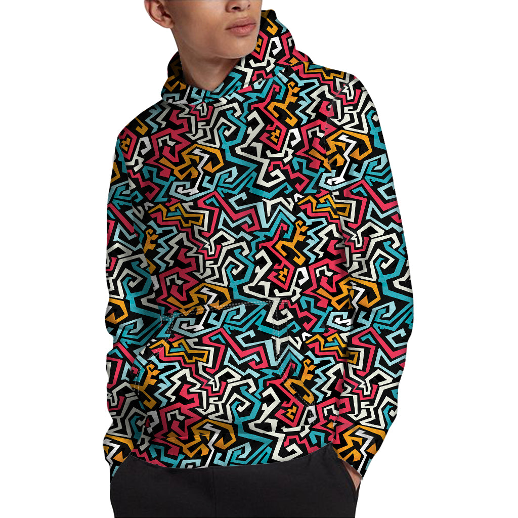 Abstract Funky Pattern Print Pullover Hoodie