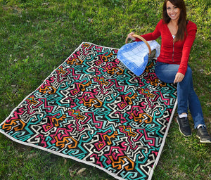 Abstract Funky Pattern Print Quilt