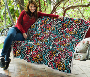 Abstract Funky Pattern Print Quilt