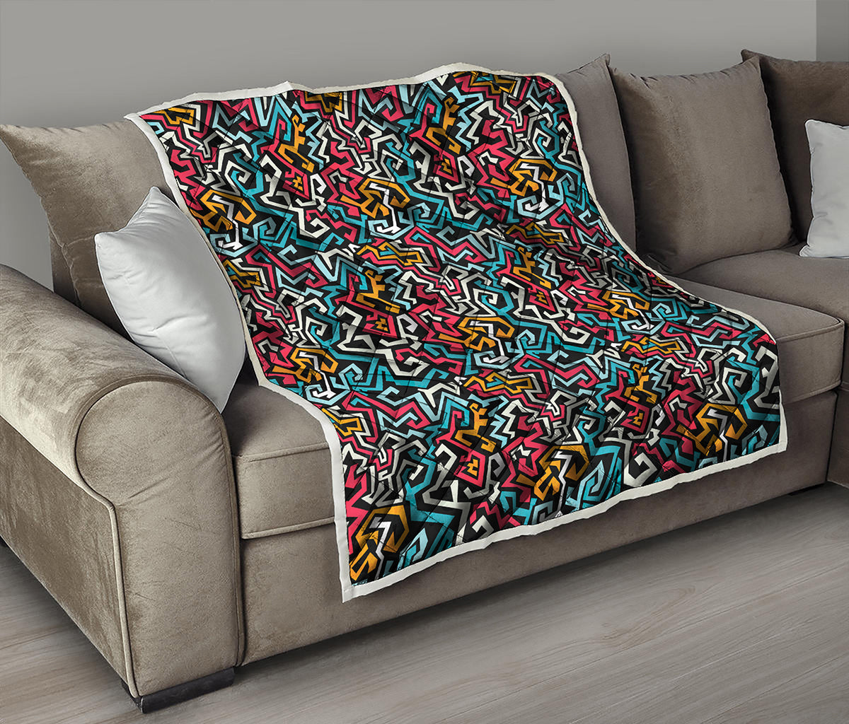 Abstract Funky Pattern Print Quilt