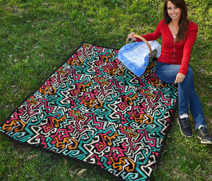 Abstract Funky Pattern Print Quilt