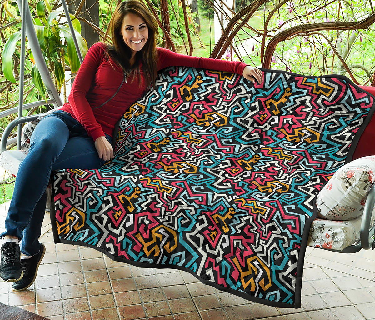 Abstract Funky Pattern Print Quilt