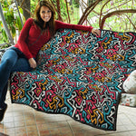 Abstract Funky Pattern Print Quilt