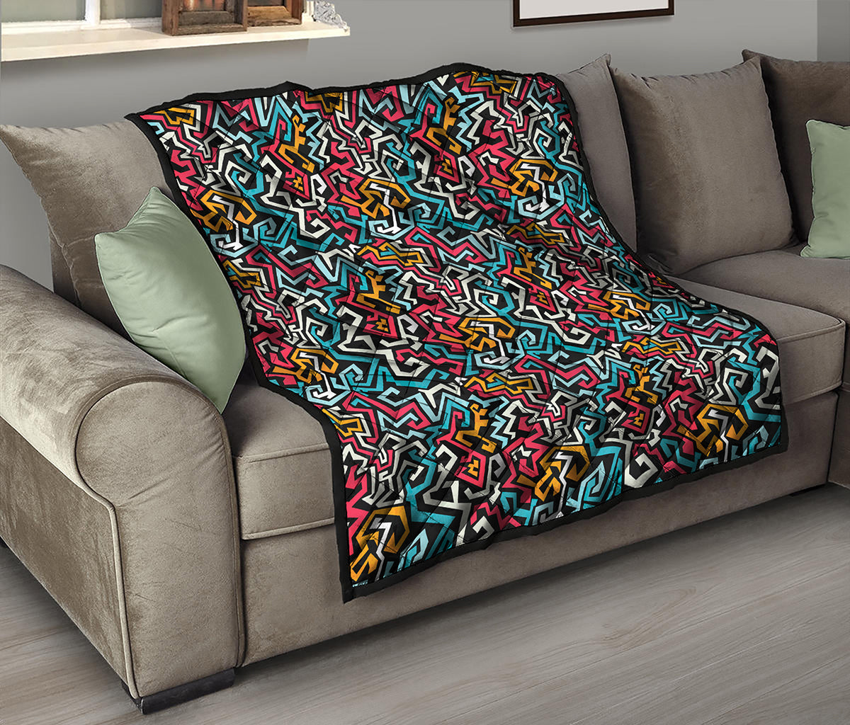 Abstract Funky Pattern Print Quilt